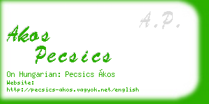 akos pecsics business card